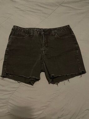 Seven7 Black Frayed Hem Denim Shorts